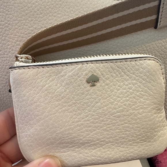 Kate Spade Rosie Parchment Pebbled Leather Shoulder Bag w/ guitar strap & pouch - Picture 7 of 7